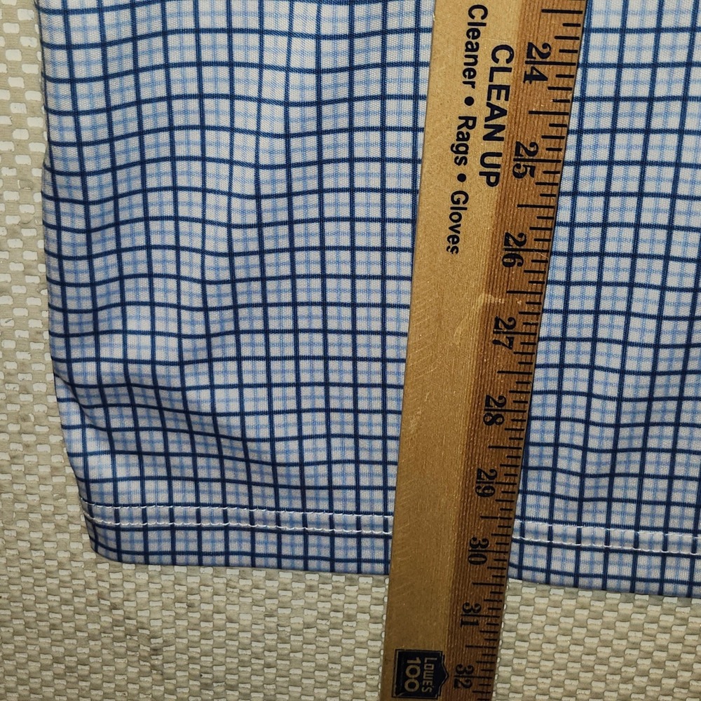 Collars & Co Dress Collar Polo Mens Lg Classic Blue White Grid Check Golf Shirt - Picture 6 of 7